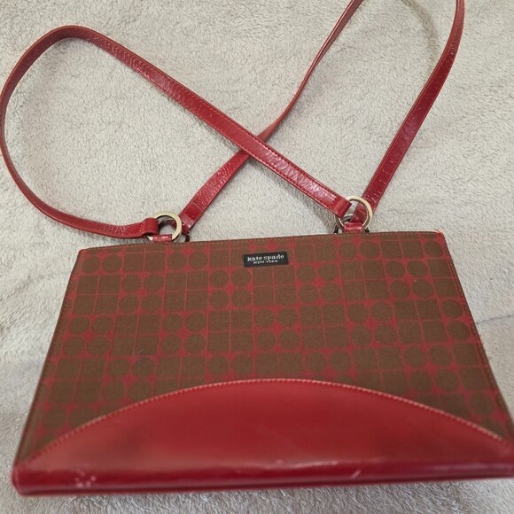 Kate Spade Red Dot Fabric Handbag Purse - Picture 1 of 6